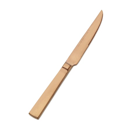 Bon Chef Roman, Steak Knife, Euro, Solid Handle, Matte Finish, 13/0, 9.5" - Rose Gold Matte , set of 12 S3715RGM